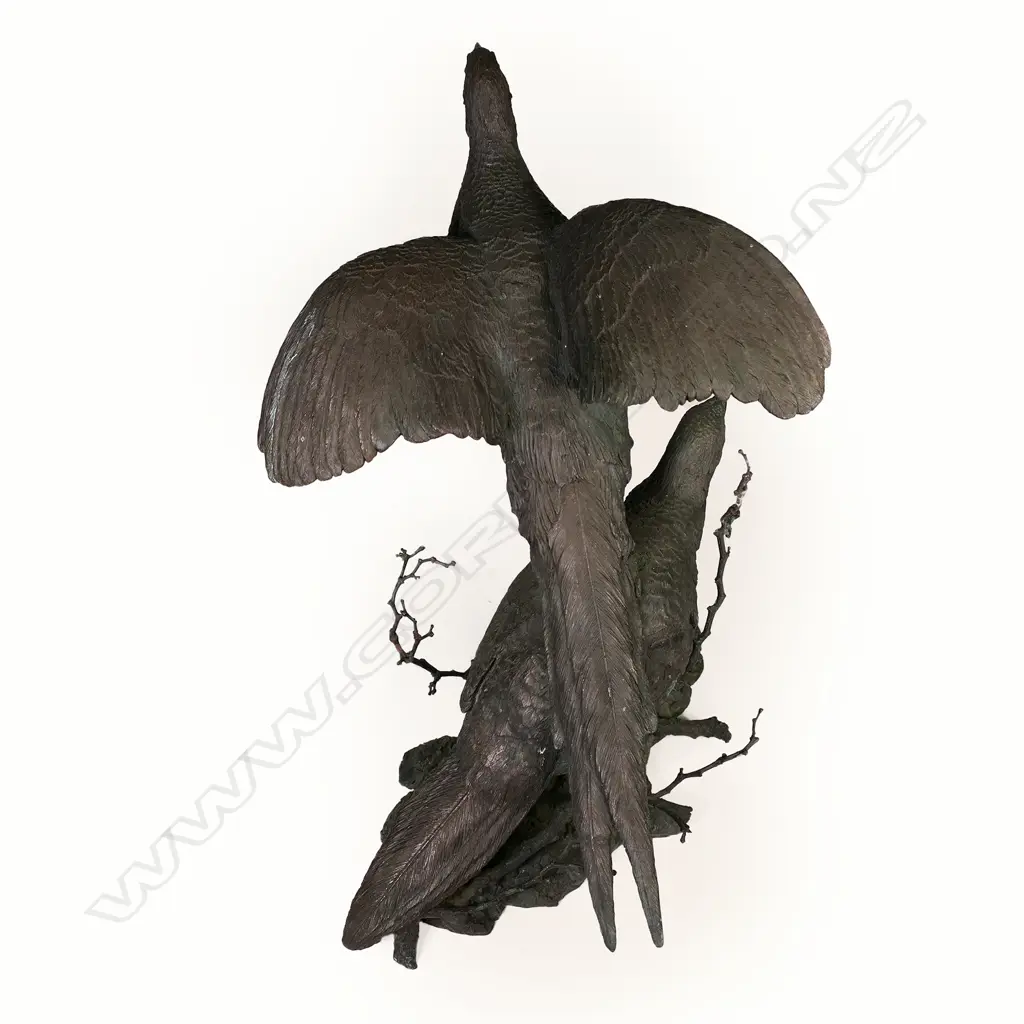 Rick Lewis (M.B.E. A.R.A) bronze sculpture of two pheasants, Image 1++