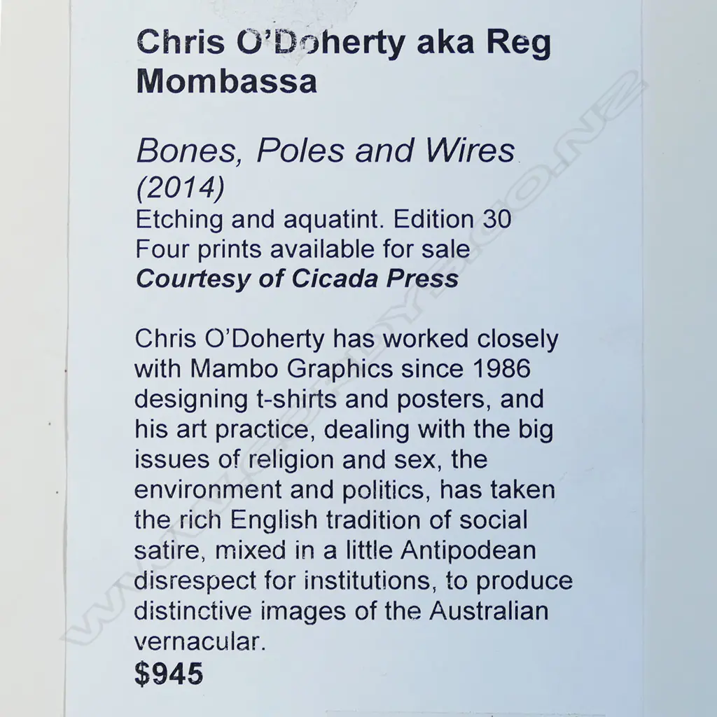 Chris O'Doherty aka Reg Mombassa (NZ 1951-) Image 1++