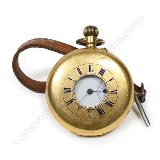 A late Victorian 18ct gold half hunter pocket watch,