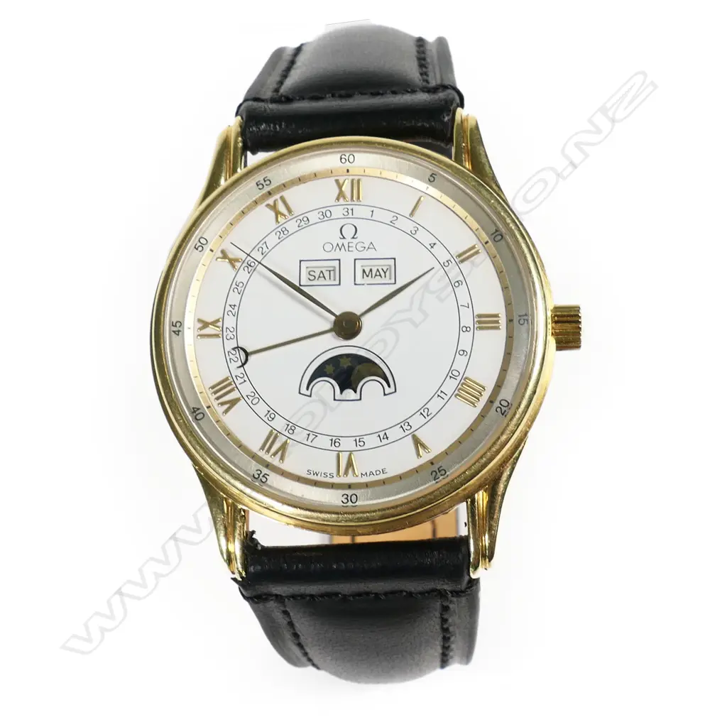 An Omega 18ct yellow gold Cosmic triple date moon phase calendar wristwatch, Image 1++