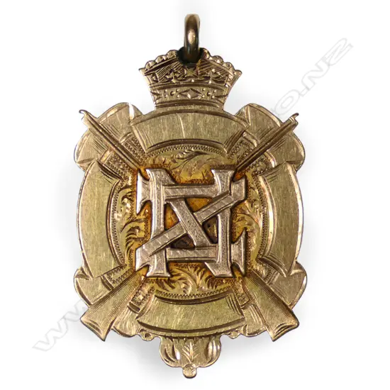 An NZ colonial W.J. Wesney (Auckland)15ct gold token of honour medallion,