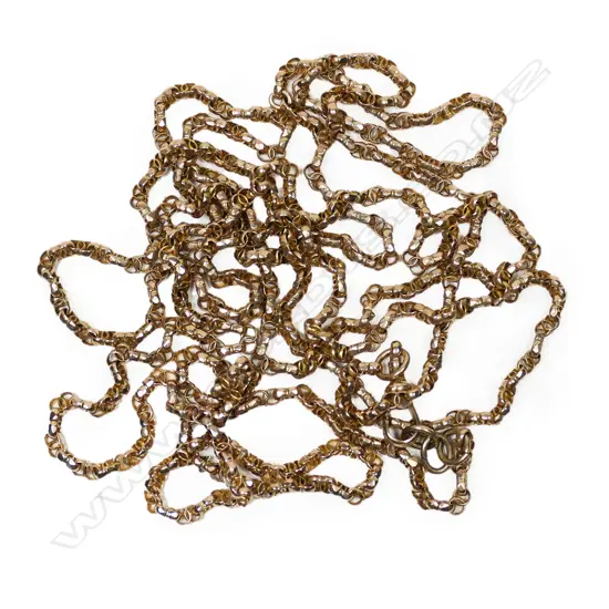 A late Victorian 9ct rose gold muff chain,