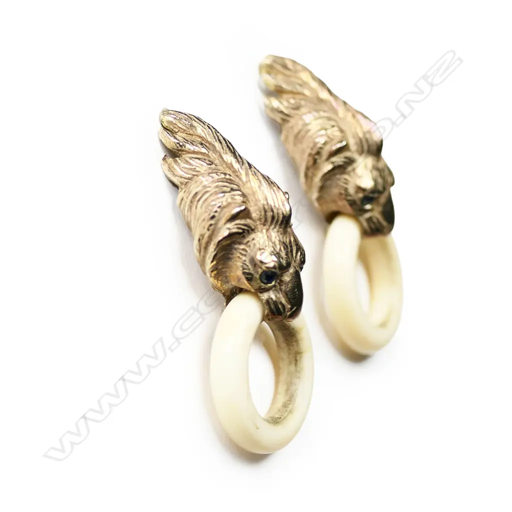 A vintage ivory and silver gilt necklet and earrings set, Image 1++