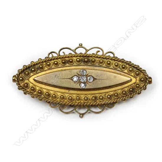 A late 19thC 15ct gold and diamond brooch,