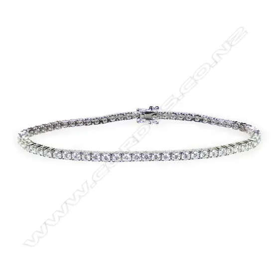 An 18ct white gold and diamond tennis bracelet,