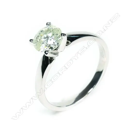 An 18ct white gold and diamond solitaire ring,