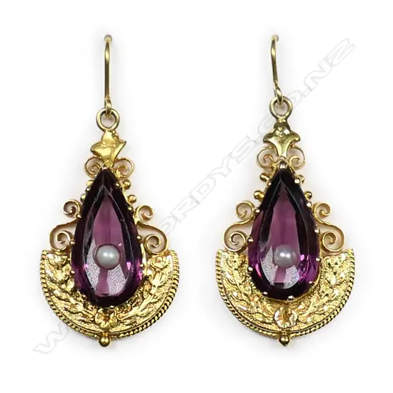 A pair of 18ct gold Victorian style drop earrings,