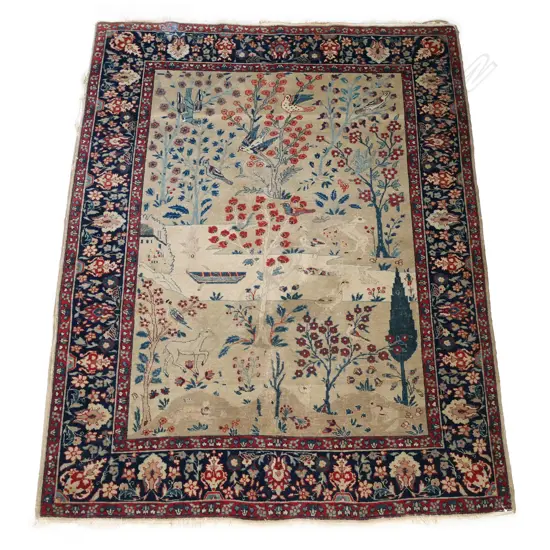 An antique Persian Tehran picture rug,