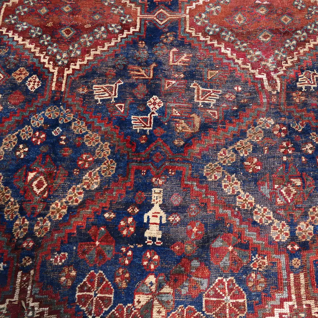 An antique Khamseh (shiraz) hand knotted carpet, Image 1++