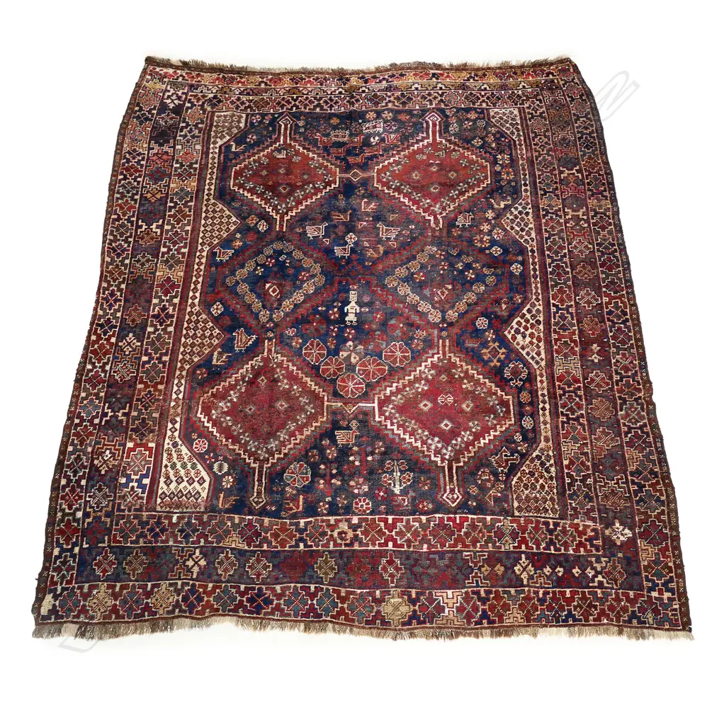 An antique Khamseh (shiraz) hand knotted carpet, Image 1++