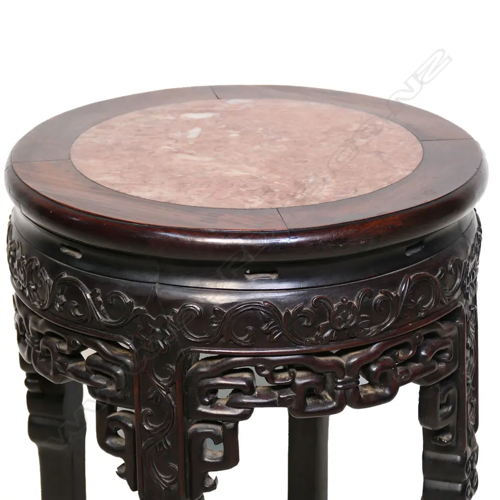 A Chinese rosewood and marble top side table, Image 1++