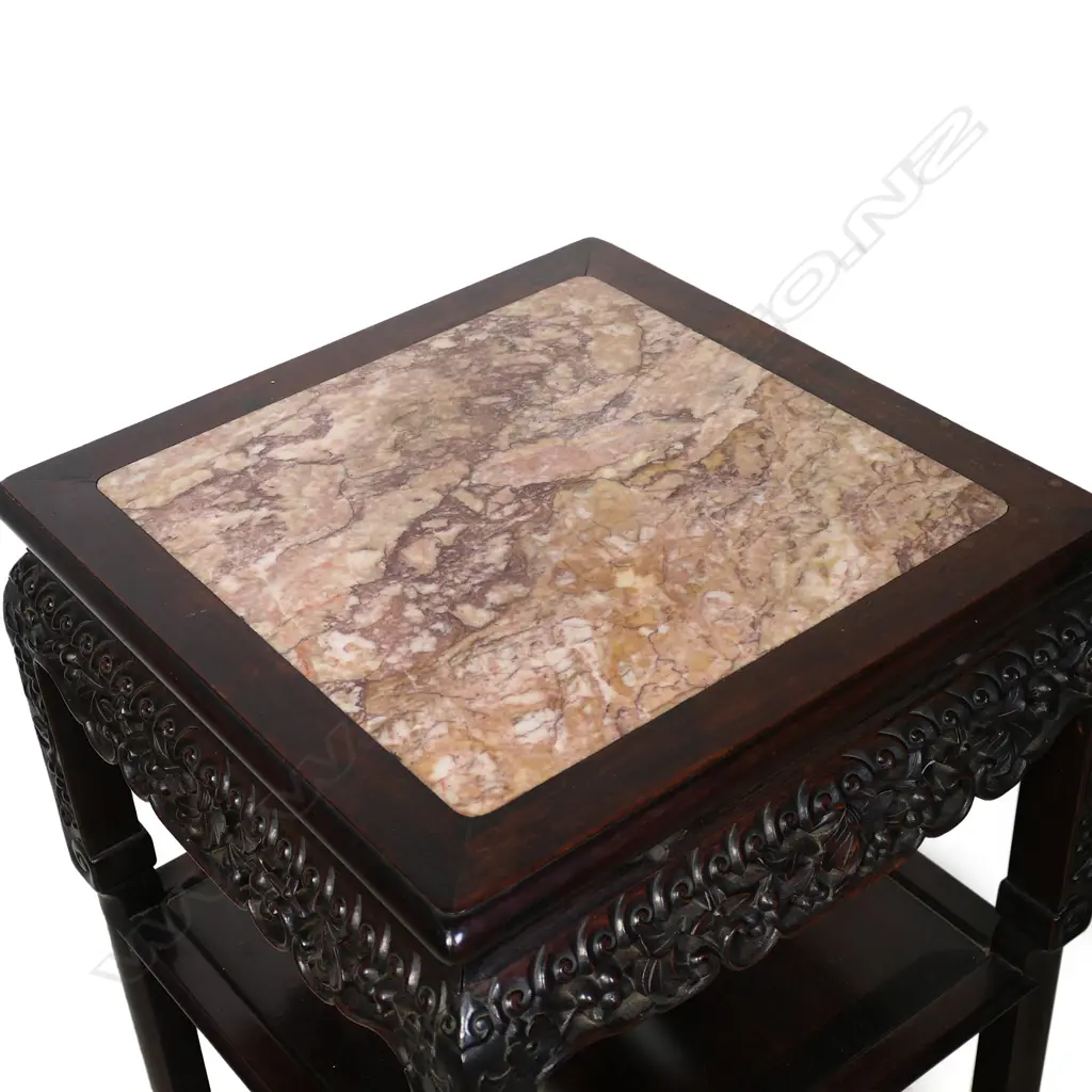 A Chinese rosewood and marble top side table, Image 1++