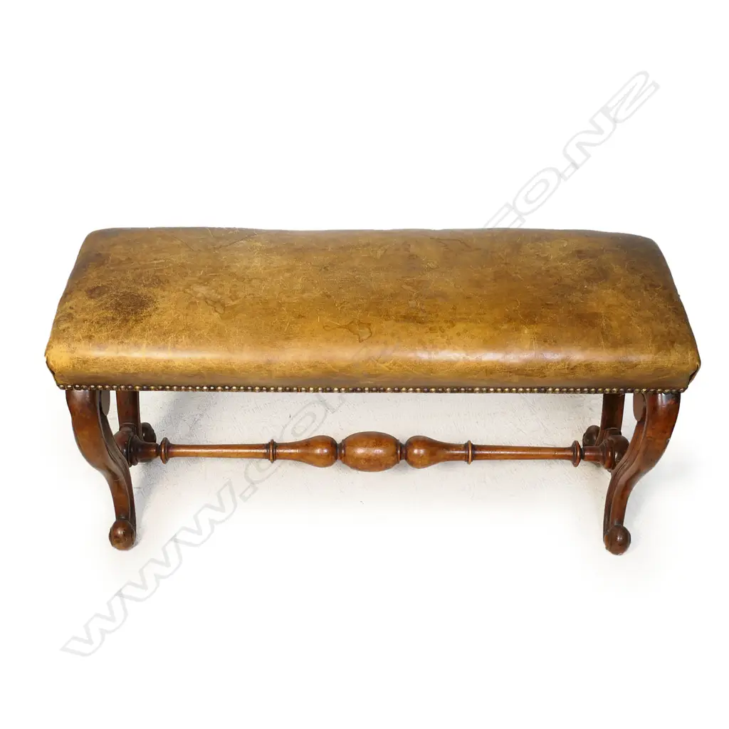 A Victorian mahogany and leather top duet piano stool, Image 1++
