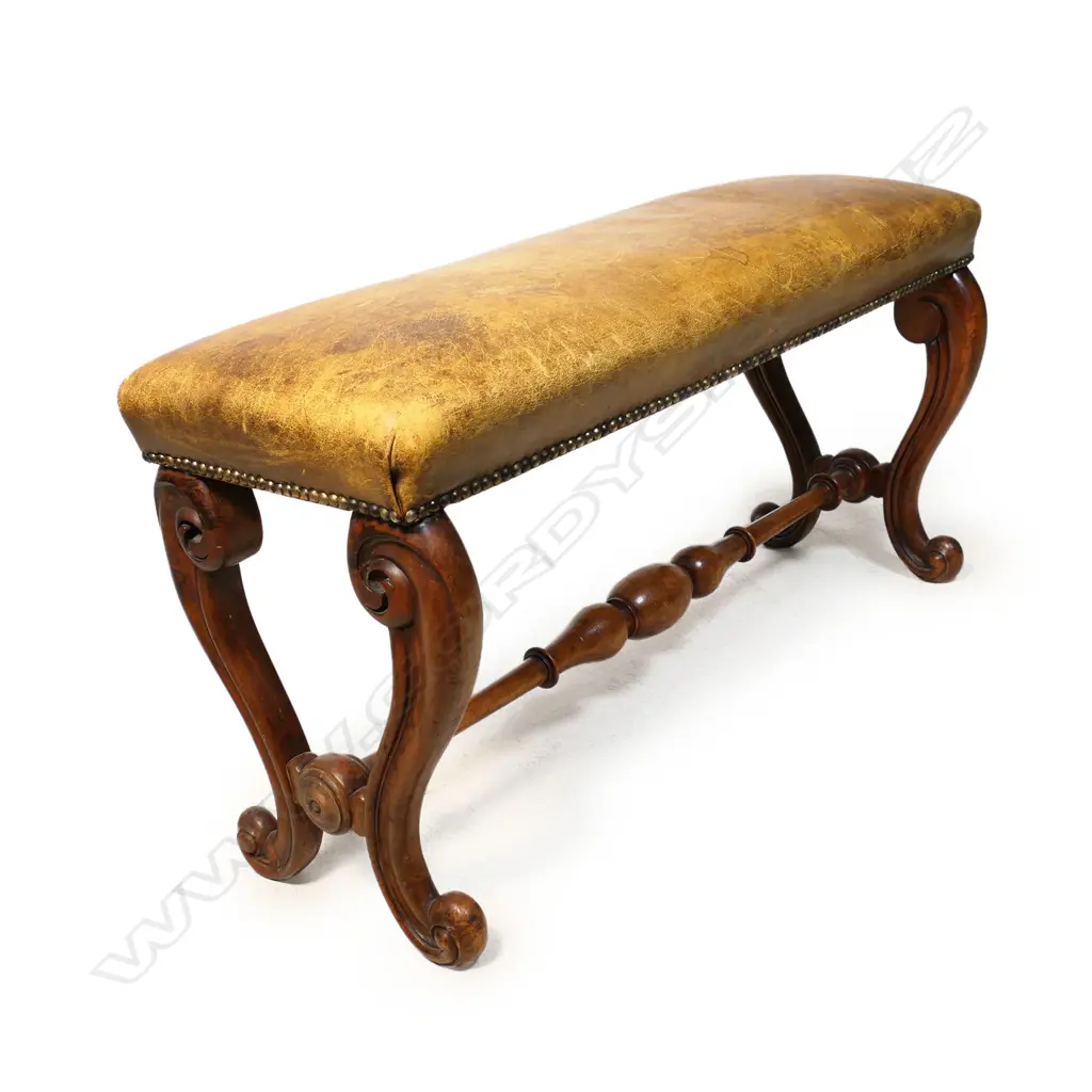 A Victorian mahogany and leather top duet piano stool, Image 1++