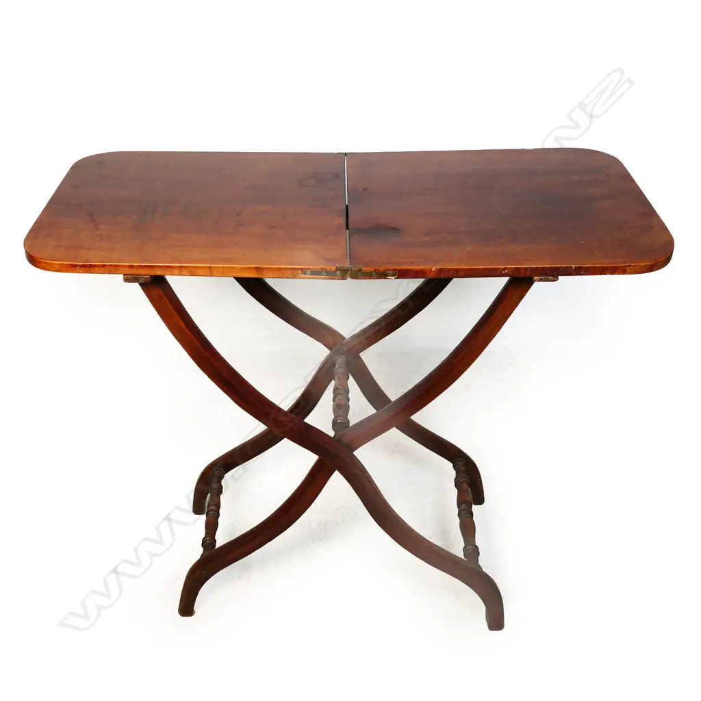 19thC folding mahogany carriage table, Image 1++