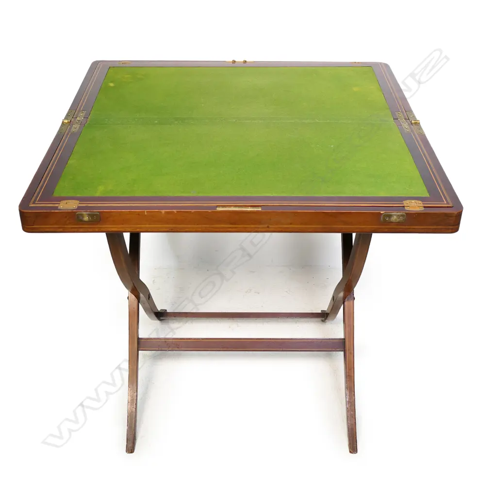 A late Victorian Mahogany folding campaign writing compendium desk table, Image 1++