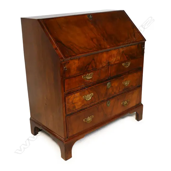 A Georgian mahogany drop front bureau,