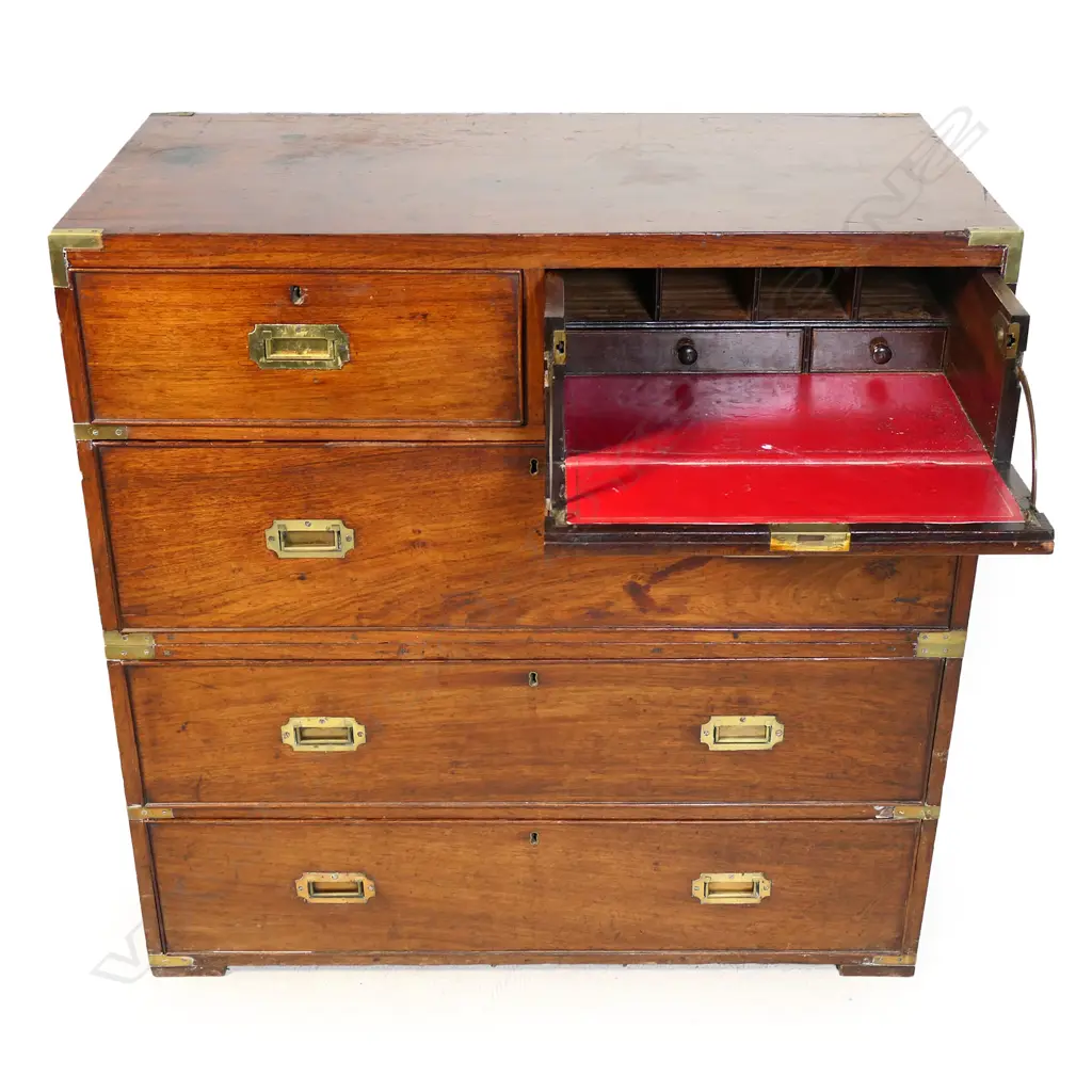 A Victorian brass bound mahogany campaign chest, Image 1++