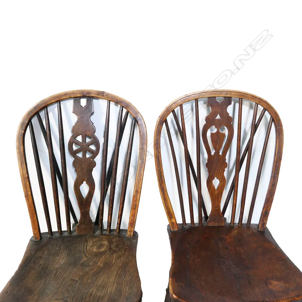 Ten 19thC ash and elm wheel back Windsor chairs, Image 1++