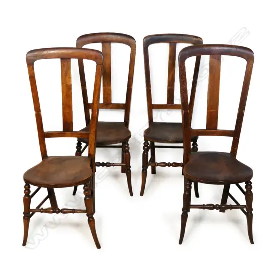 Four elm high back chairs,