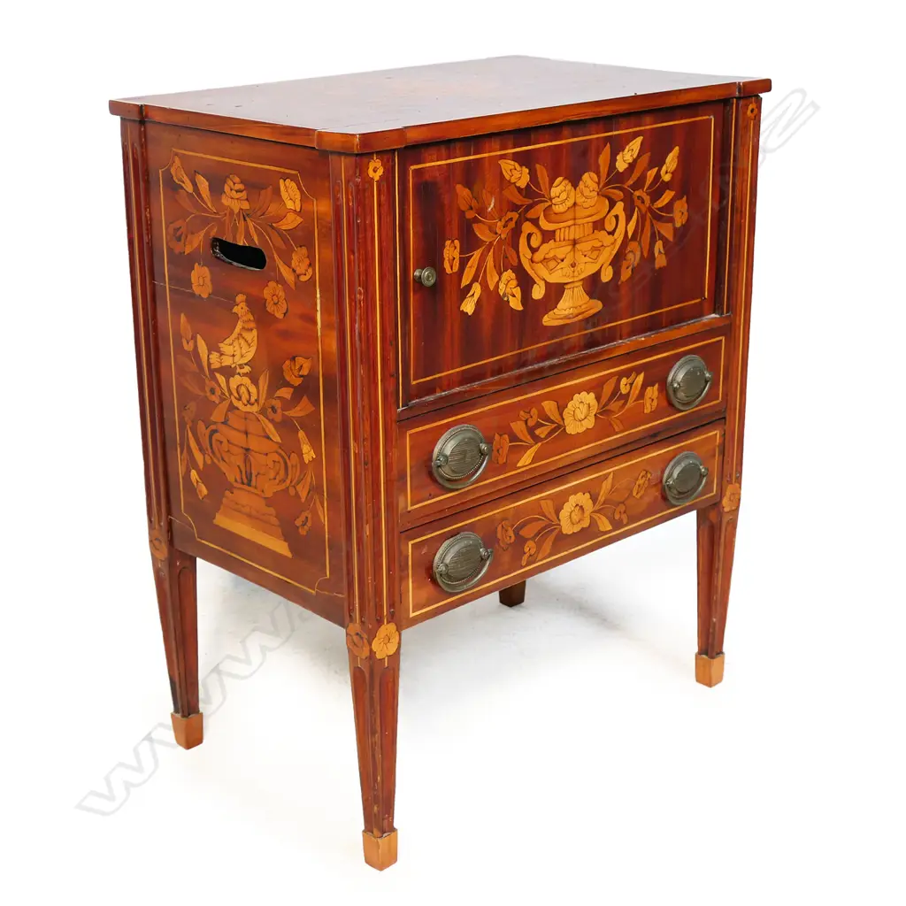 A continental inlaid mahogany small cabinet, Image 1++