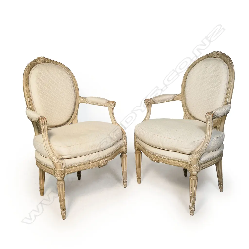 A pair of French open elbow armchairs, Image 1++