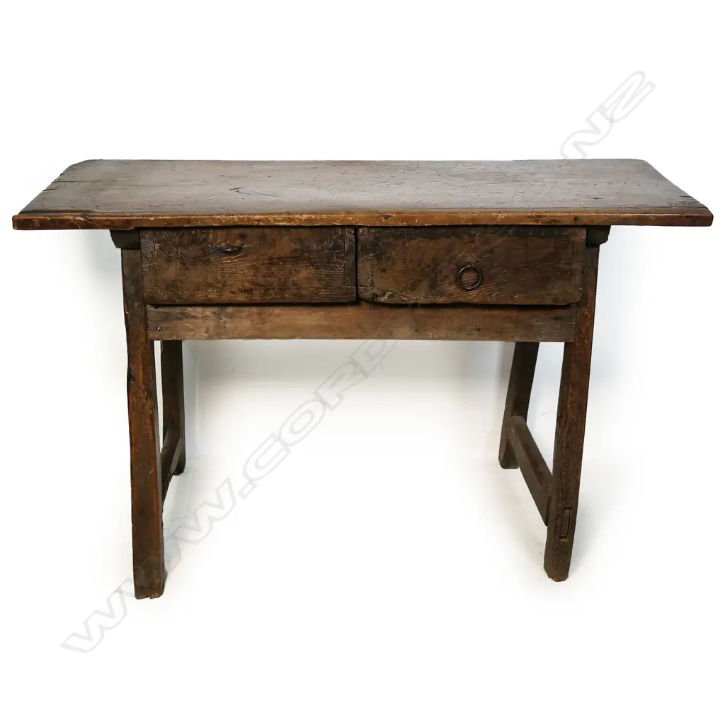 A primitive European fruitwood side table, Image 1++