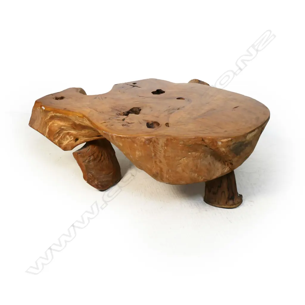 A large exotic wood slab Oriental vase display table, Image 1++
