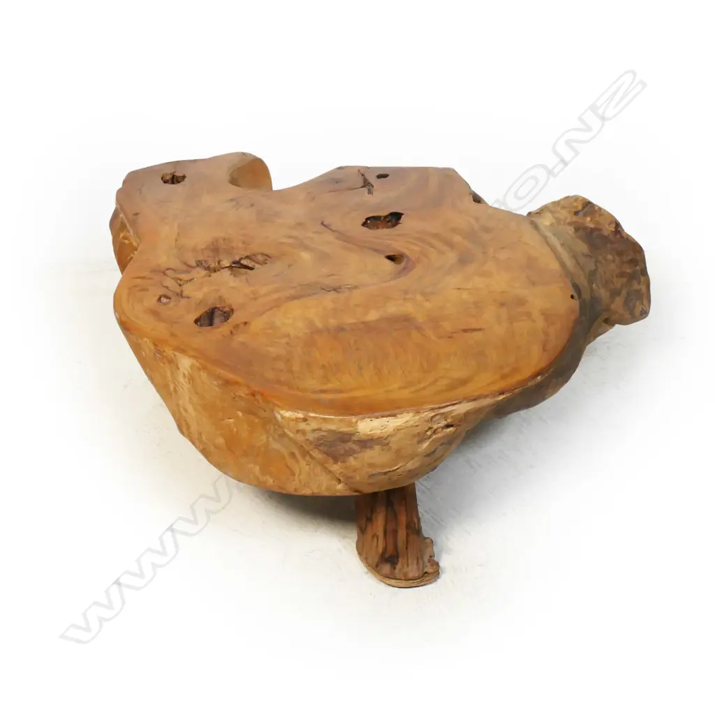 A large exotic wood slab Oriental vase display table, Image 1++