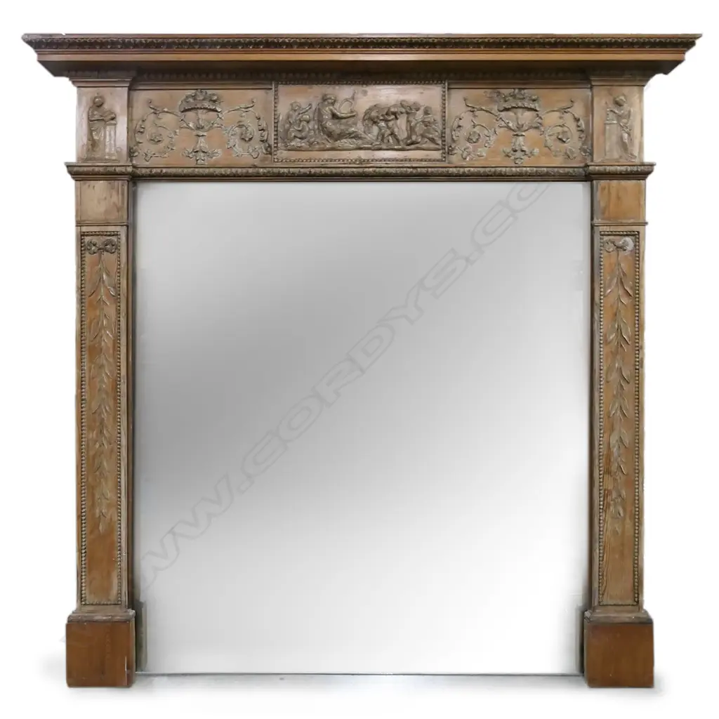 Late 18thC French Baltic Pine fire surround converted to overmantel mirror, Image 1++