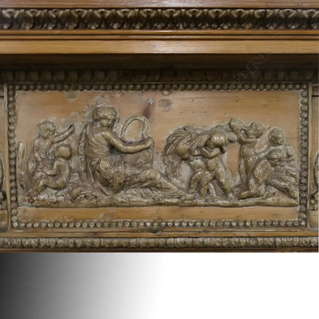 Late 18thC French Baltic Pine fire surround converted to overmantel mirror, Image 1++