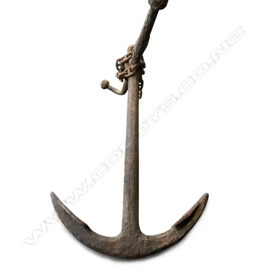 A large ship's antique kedge anchor,