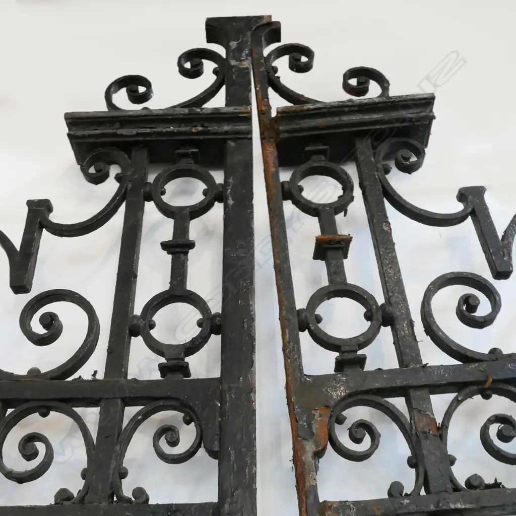 A pair of old fancy cast iron driveway entrance gates, Image 1++