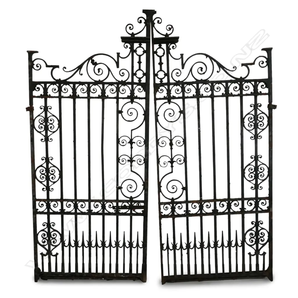 A pair of old fancy cast iron driveway entrance gates, Image 1++