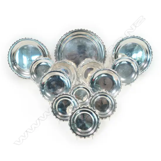 Thirteen Egyptian 900 standard silver plates,