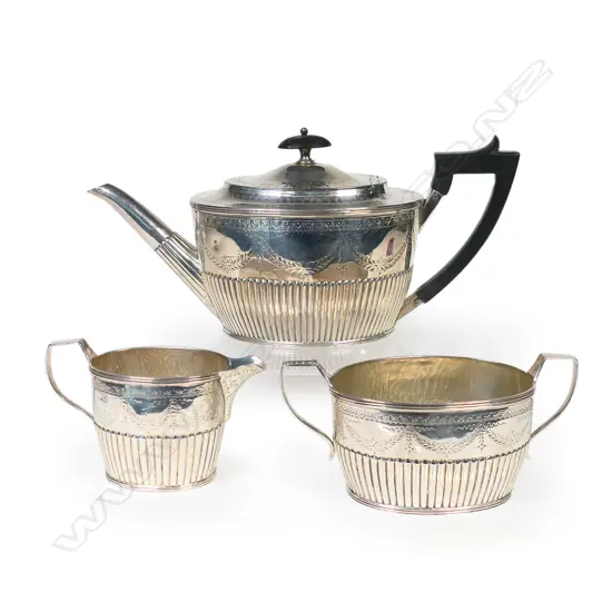 A Victorian three-piece tea set,