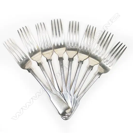 Eight Georgian silver dinner forks,