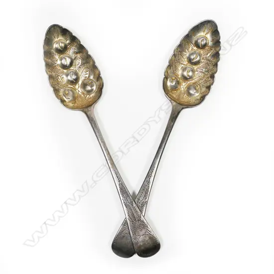 A pair of Georgian silver berry spoons,