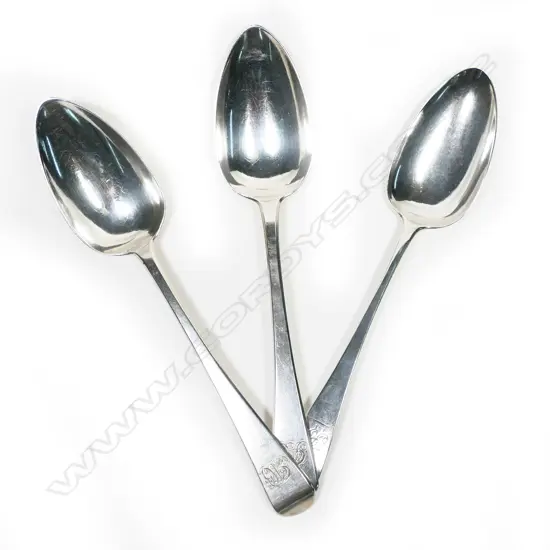 Three Georgian silver tablespoons,
