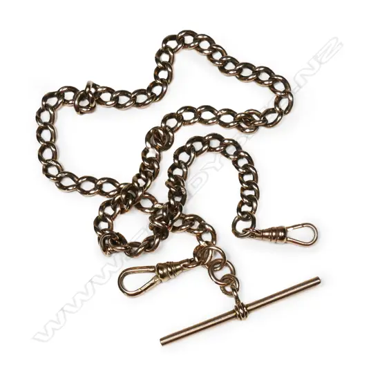 A 9ct yellow gold curb link albert chain,