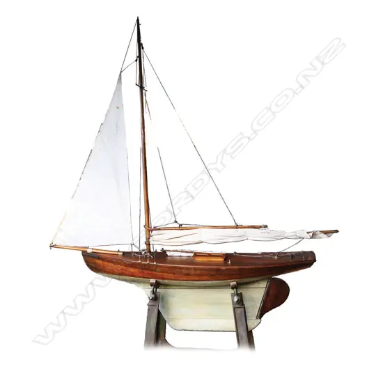 A large and impressive Victorian scratch built extra large pond yacht on stand,