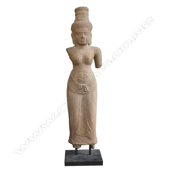 A 20thC stone Khmer statue,
