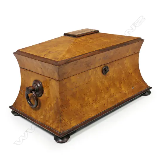 A Victorian burr maple sewing box,