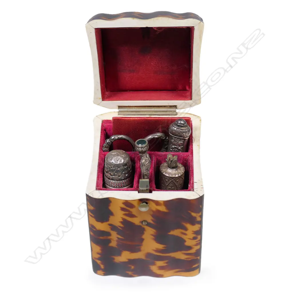A 19thC tortoiseshell and ivory etui, Image 1++