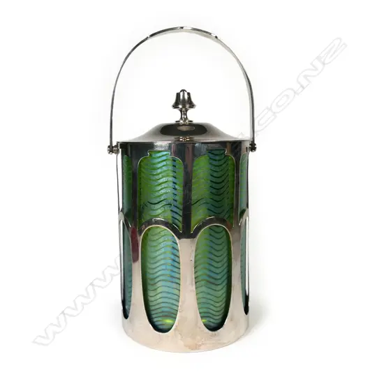 A rare eisbehälter (ice container) by Berndorfer Metallwaarenfabrik (BMF - Arthur Krupp) and Johann Lötz (Loetz) Witwe Co., c.1900-1909