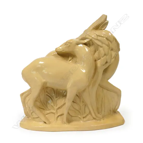 A rare and important Wedgwood trial piece sculpted by John Skeaping of an antelope buck and doe,