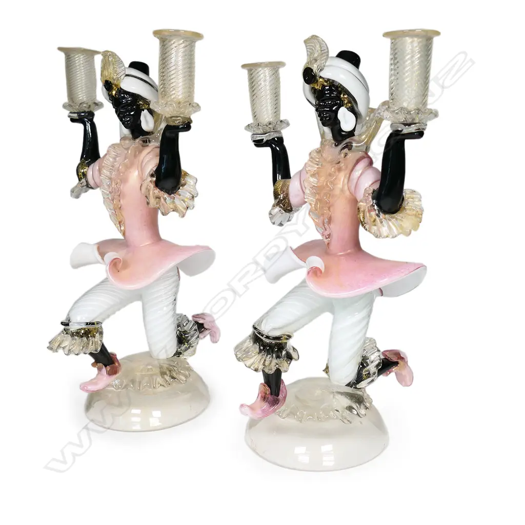 A pair of mid-century Murano glass Blackamoor candelabra, Image 1++