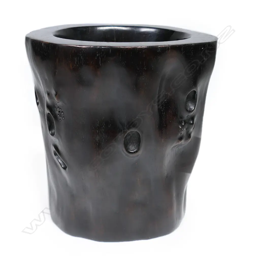 Chinese hardwood brush pot, Image 1++