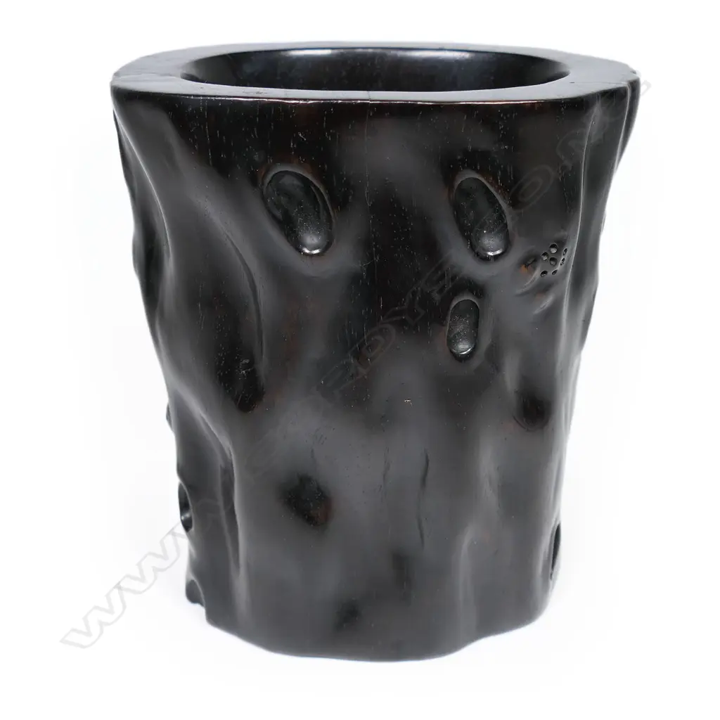 Chinese hardwood brush pot, Image 1++