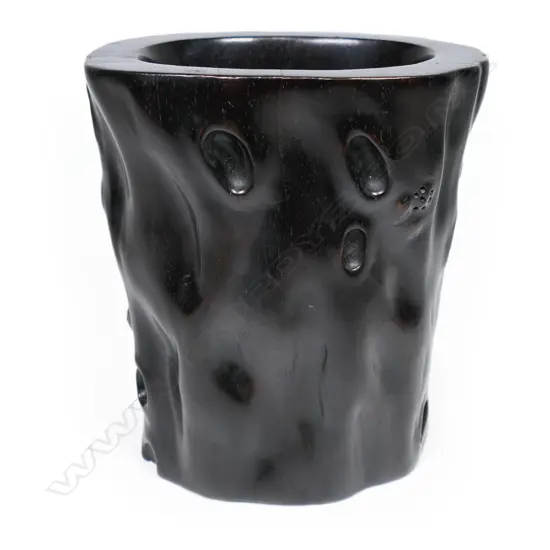 Chinese hardwood brush pot,